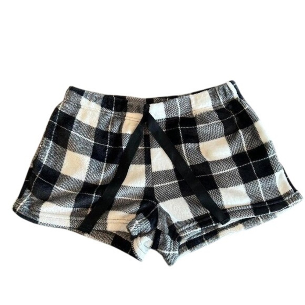 Orange Kiss Lounge Shorts Black and White Plaid Pajama Sleepwear Soft Comfy‎